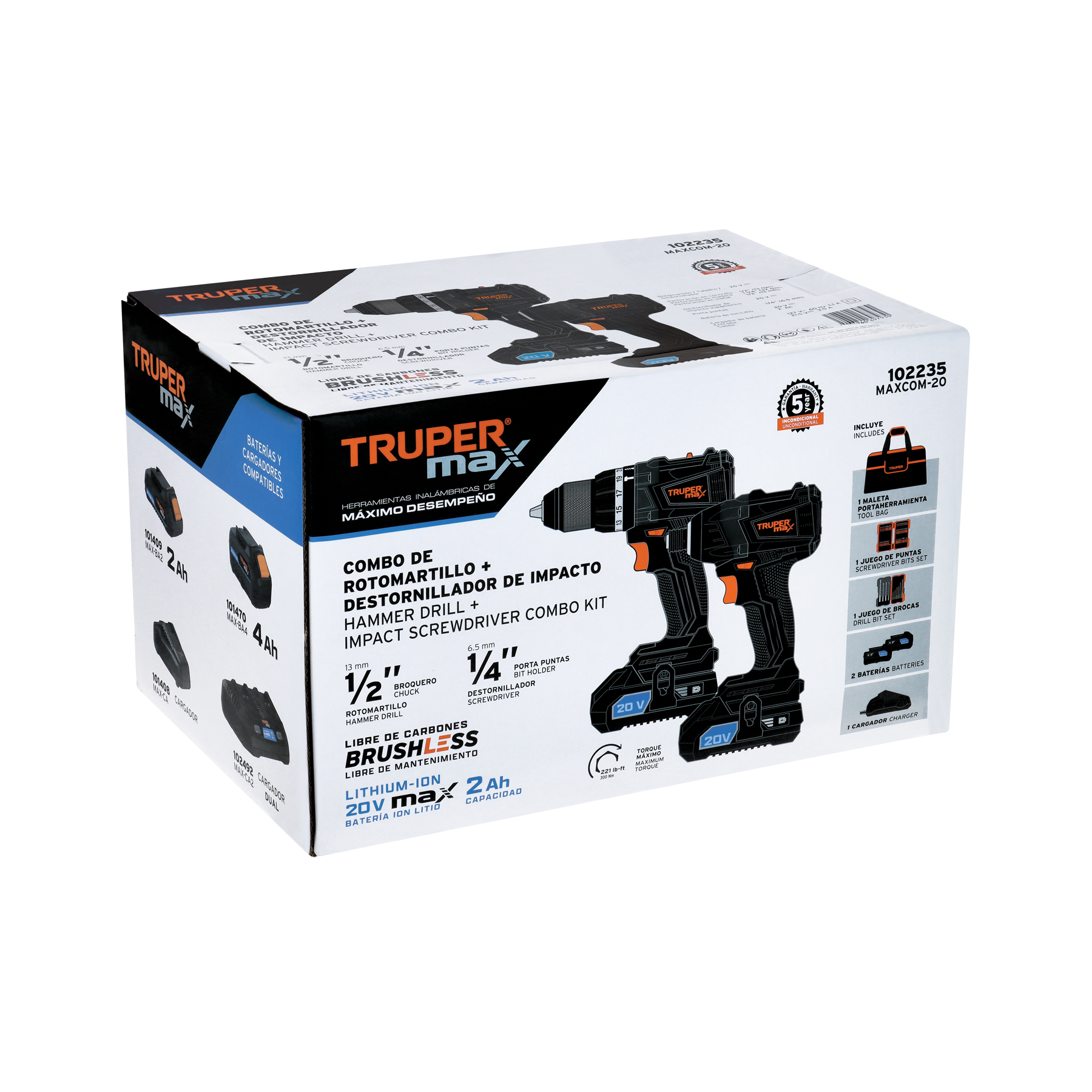 Combo rotomartillo y destornillador de impacto, 20V, MAX - Imagen 2