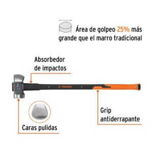Alternative view of Marro demoledor 10 lb, mango fibra de vidrio 36', TRUPER
