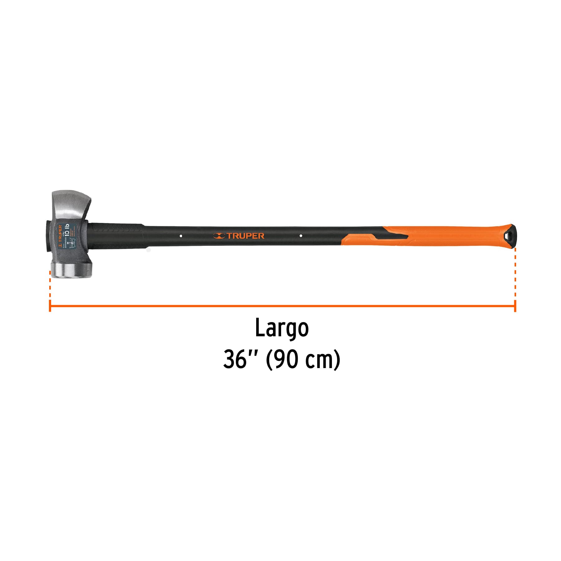 Marro demoledor 10 lb, mango fibra de vidrio 36', TRUPER - Imagen 3
