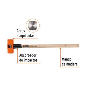 Alternative view of Marro octagonal 14 lb, mango de madera 36', TRUPER