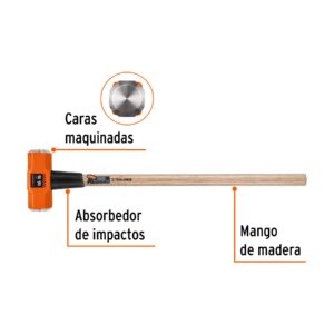 Alternative view of Marro octagonal 16 lb, mango de madera 36', TRUPER