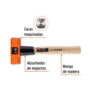 Alternative view of Marro octagonal 3 lb, mango de madera 12', TRUPER