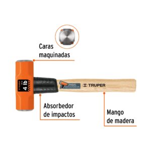 Alternative view of Marro octagonal 4 lb, mango de madera 12', TRUPER