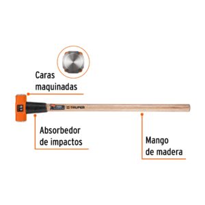 Alternative view of Marro octagonal 6 lb, mango de madera 36', TRUPER