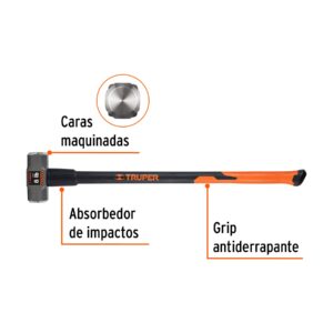 Alternative view of Marro octagonal 8 lb, mango fibra de vidrio 36', TRUPER