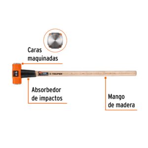 Alternative view of Marro octagonal 8 lb, mango de madera 36', TRUPER