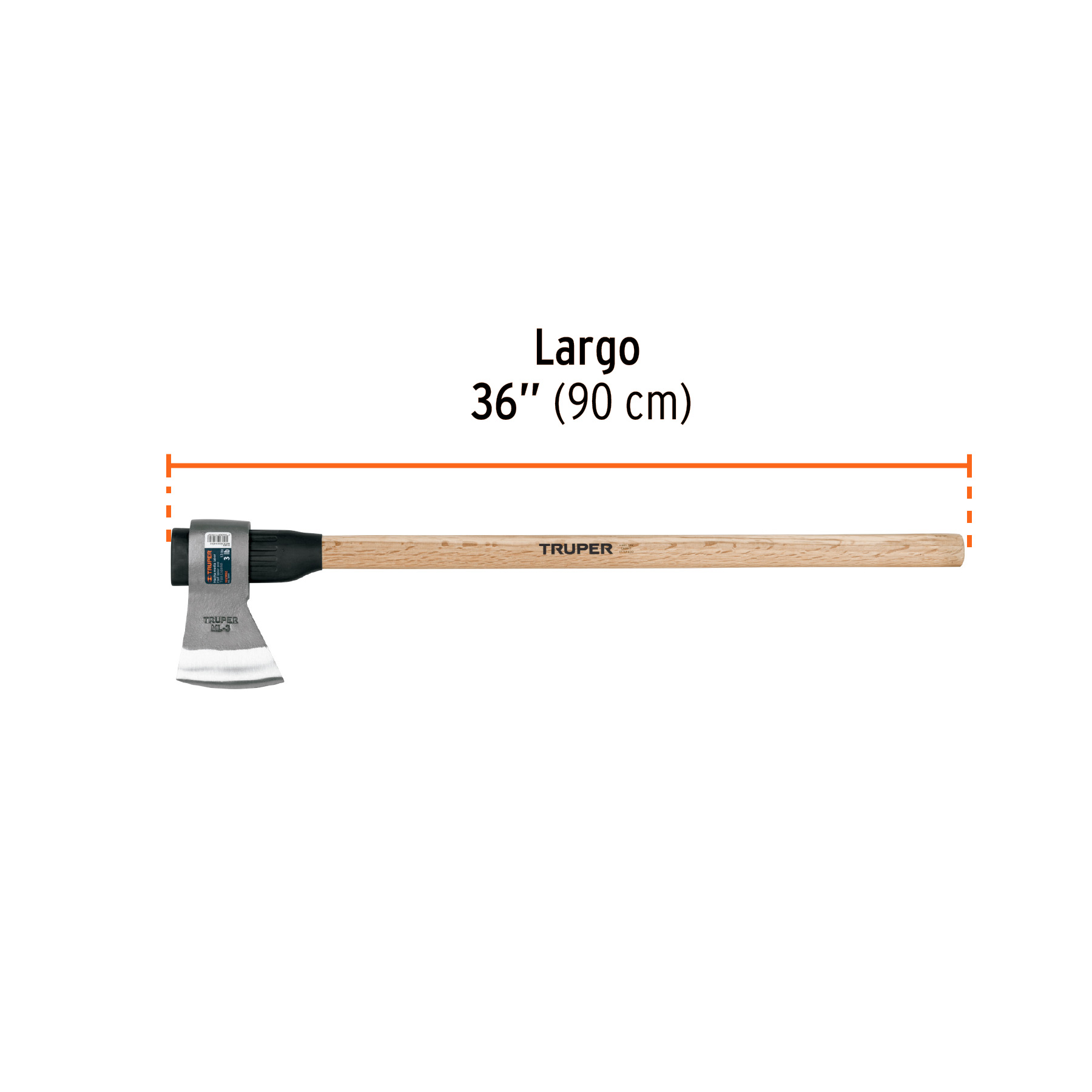 Hacha media labor 3 lb, mango de madera 36', TRUPER - Imagen 3