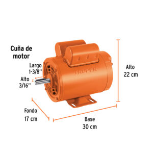 Alternative view of Motor eléctrico monofásico de 2 HP, alta velocidad, TRUPER
