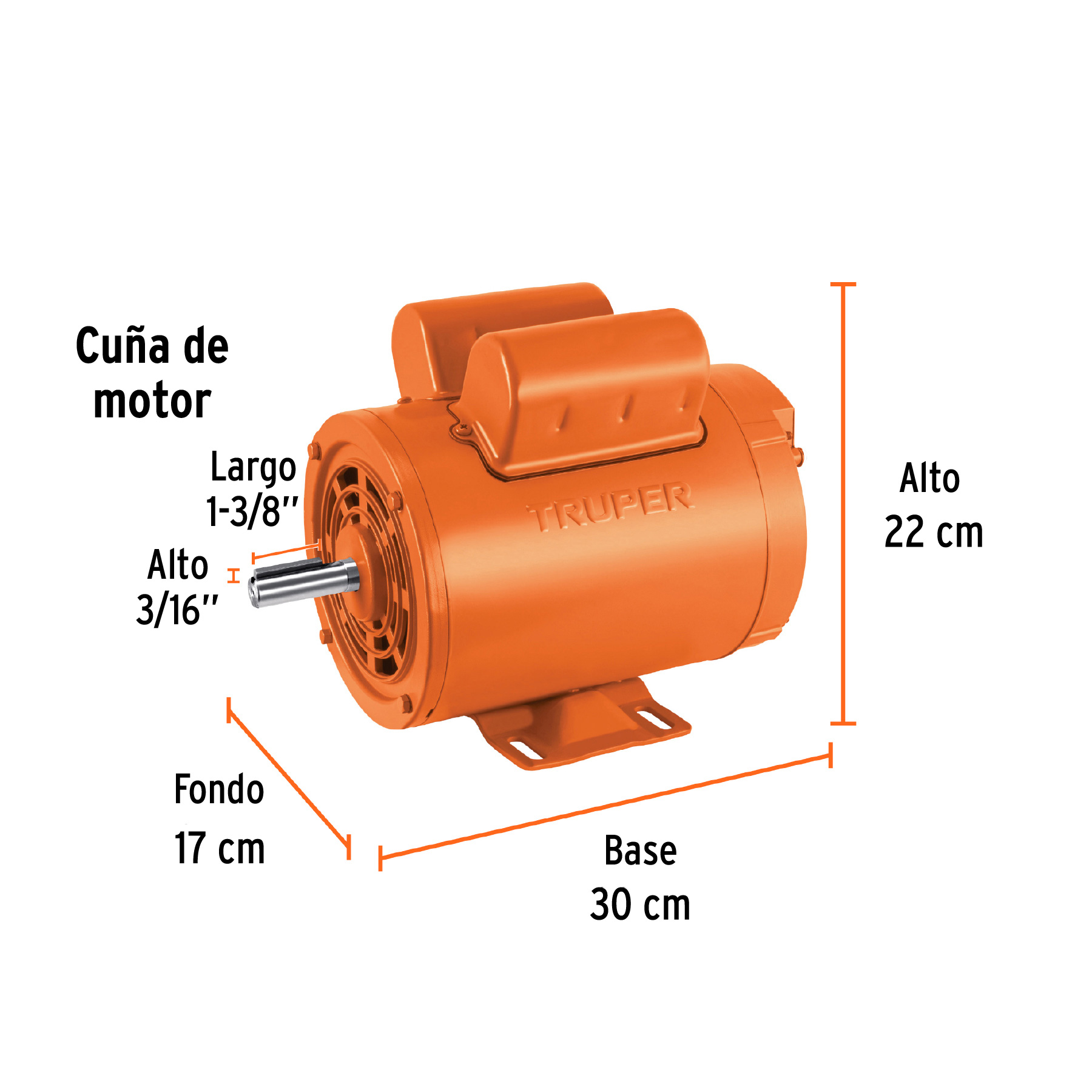 Motor eléctrico monofásico de 2 HP, alta velocidad, TRUPER - Imagen 2