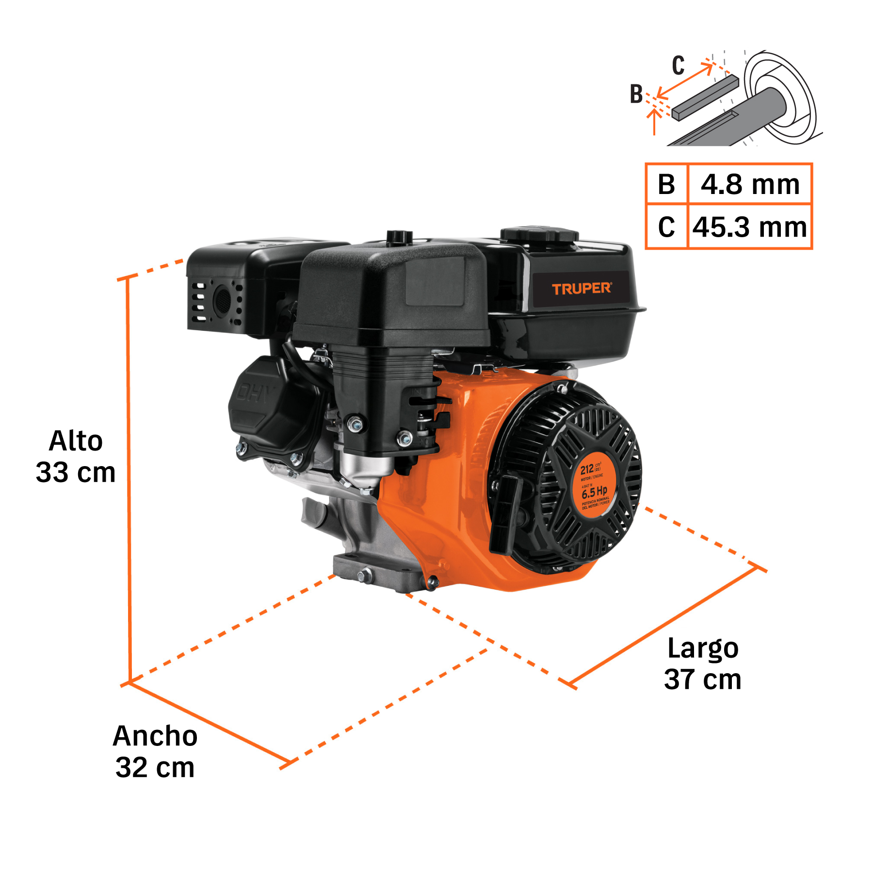 Motor a gasolina 6.5HP, TRUPER - Imagen 2