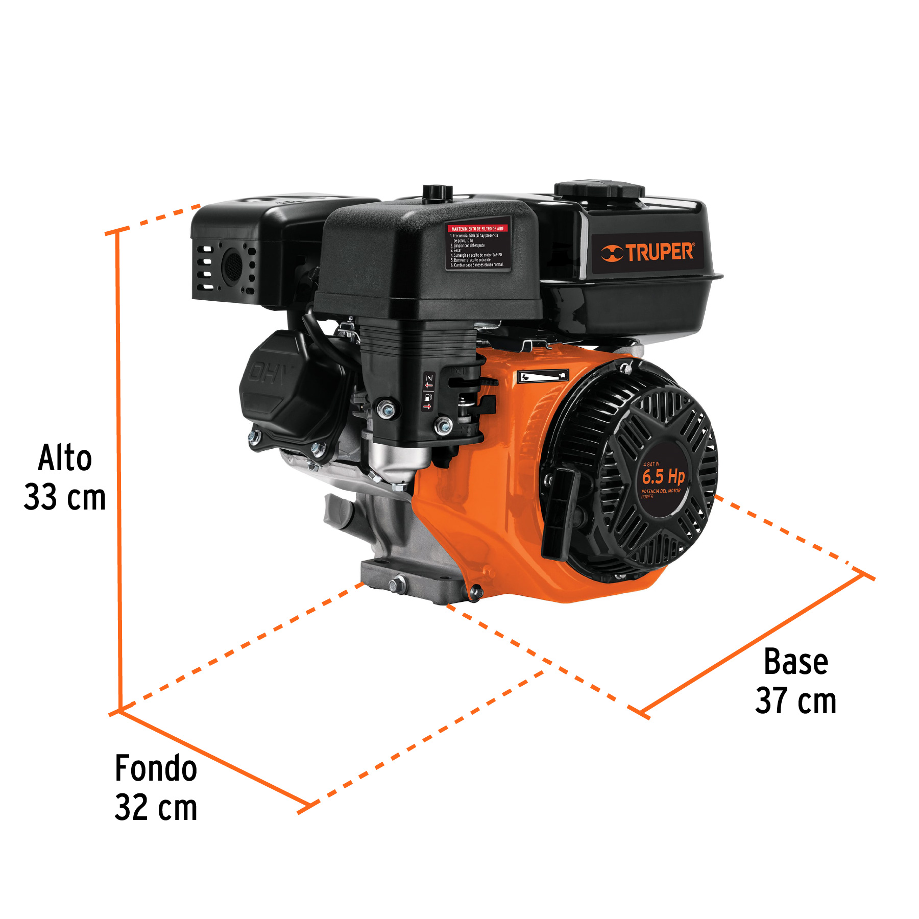 Motor a gasolina 6.5HP, TRUPER - Imagen 3
