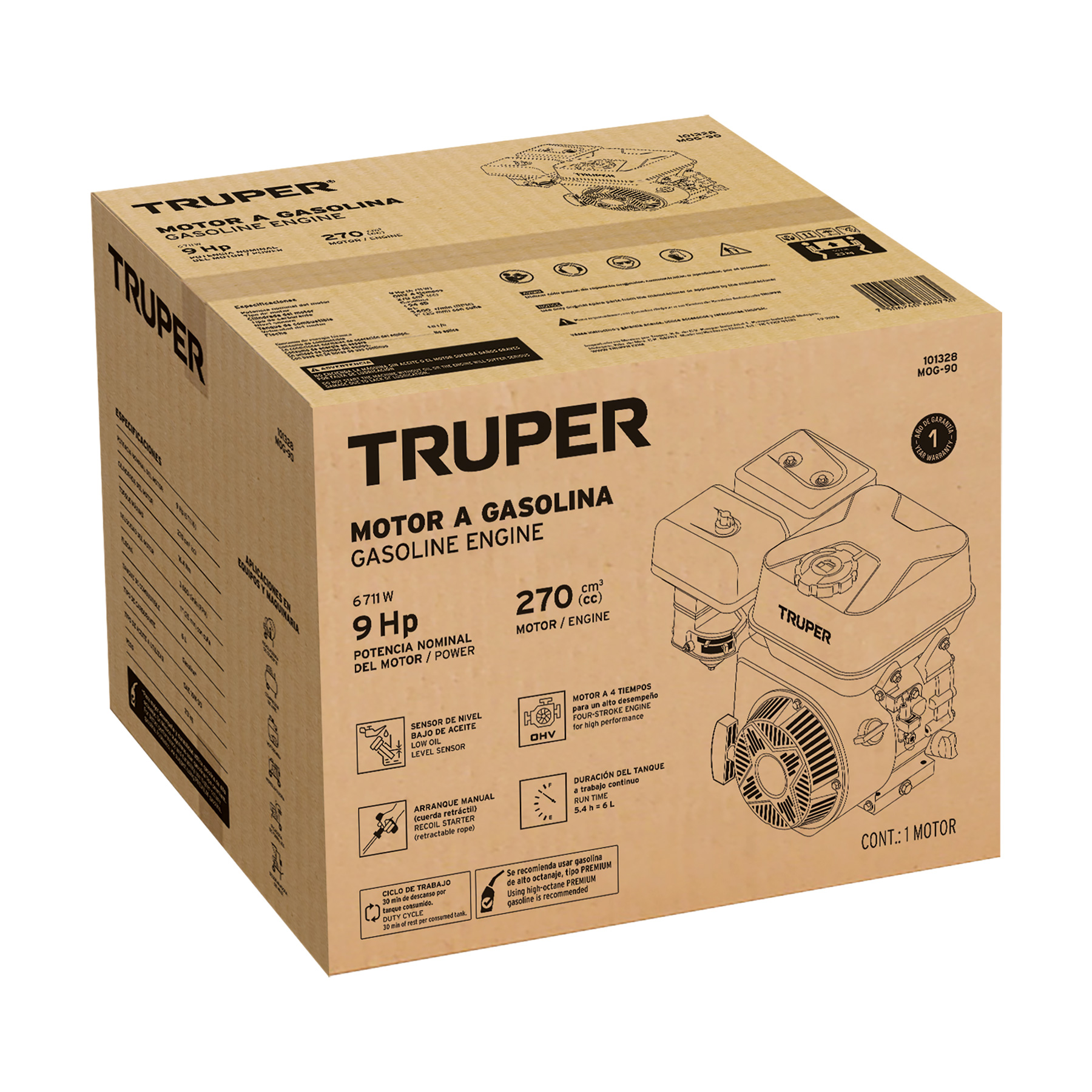 Motor a gasolina 9HP, TRUPER - Imagen 5