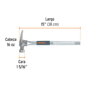 Martillo tubular 16 oz uña California Ripper, cara fresada - Imagen 3