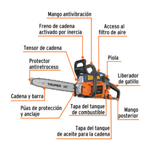Alternative view of Motosierra 38 cc a gasolina con barra de 14', TRUPER