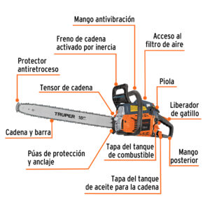 Alternative view of Motosierra 38 cc a gasolina con barra de 18', TRUPER