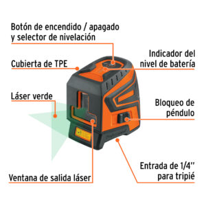 Alternative view of Nivel láser verde, alcance 30 m, recargable, TRUPER
