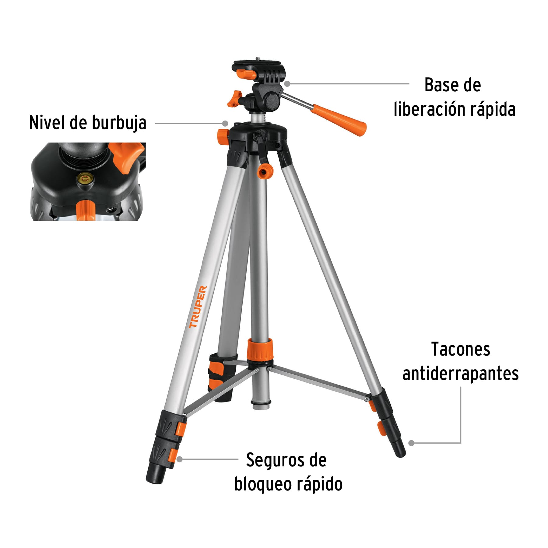 Tripié telescópico para nivel láser, altura max. 1.45 m - Imagen 4