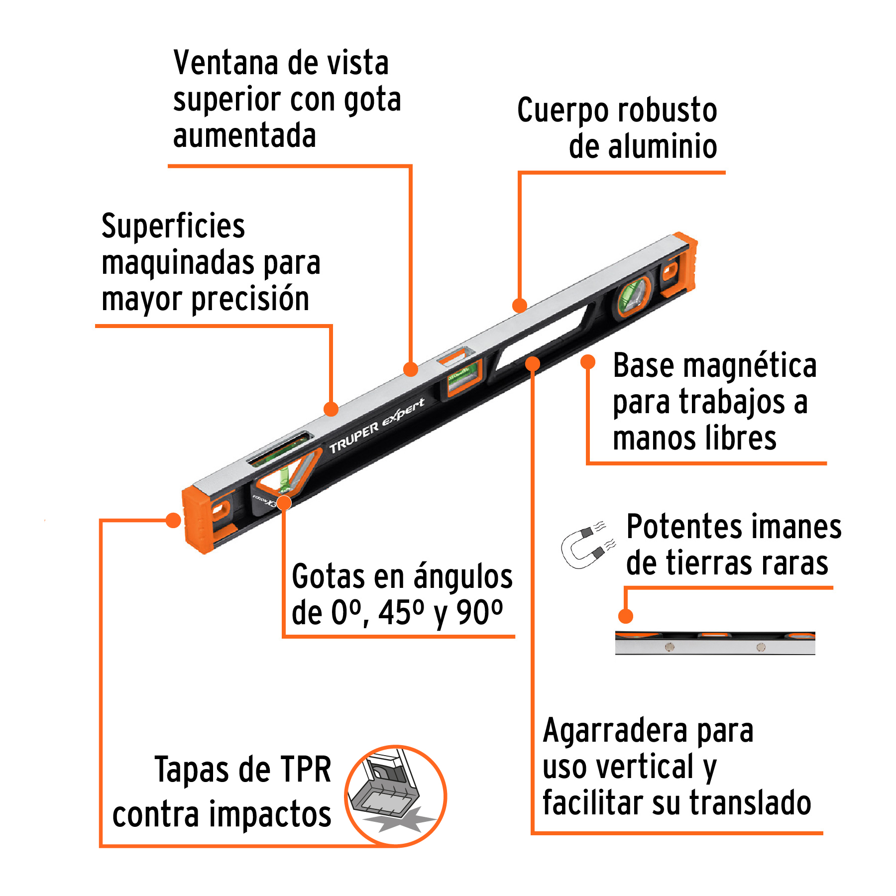Nivel profesional magnético de 24', protección TPR, EXPERT - Imagen 2