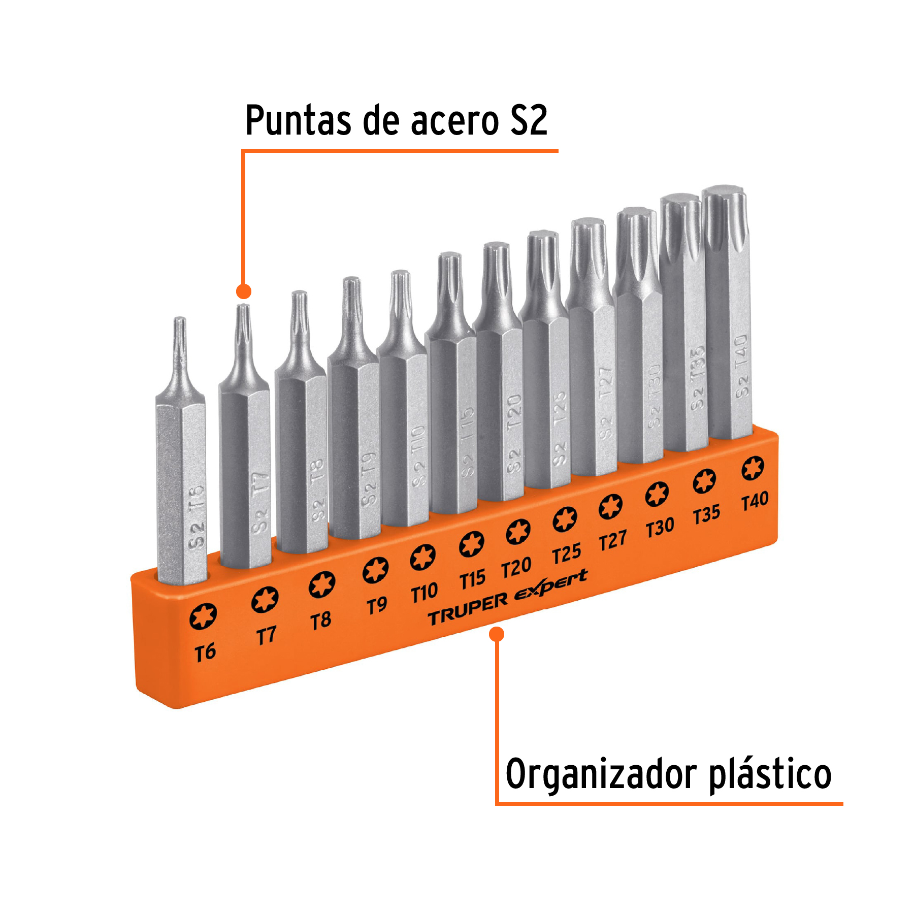 Juego de 12 puntas torx combinadas largo 2', TRUPER EXPERT - Imagen 3