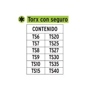 Alternative view of Juego de 12 puntas torx combinadas c/seguro largo 2', EXPERT