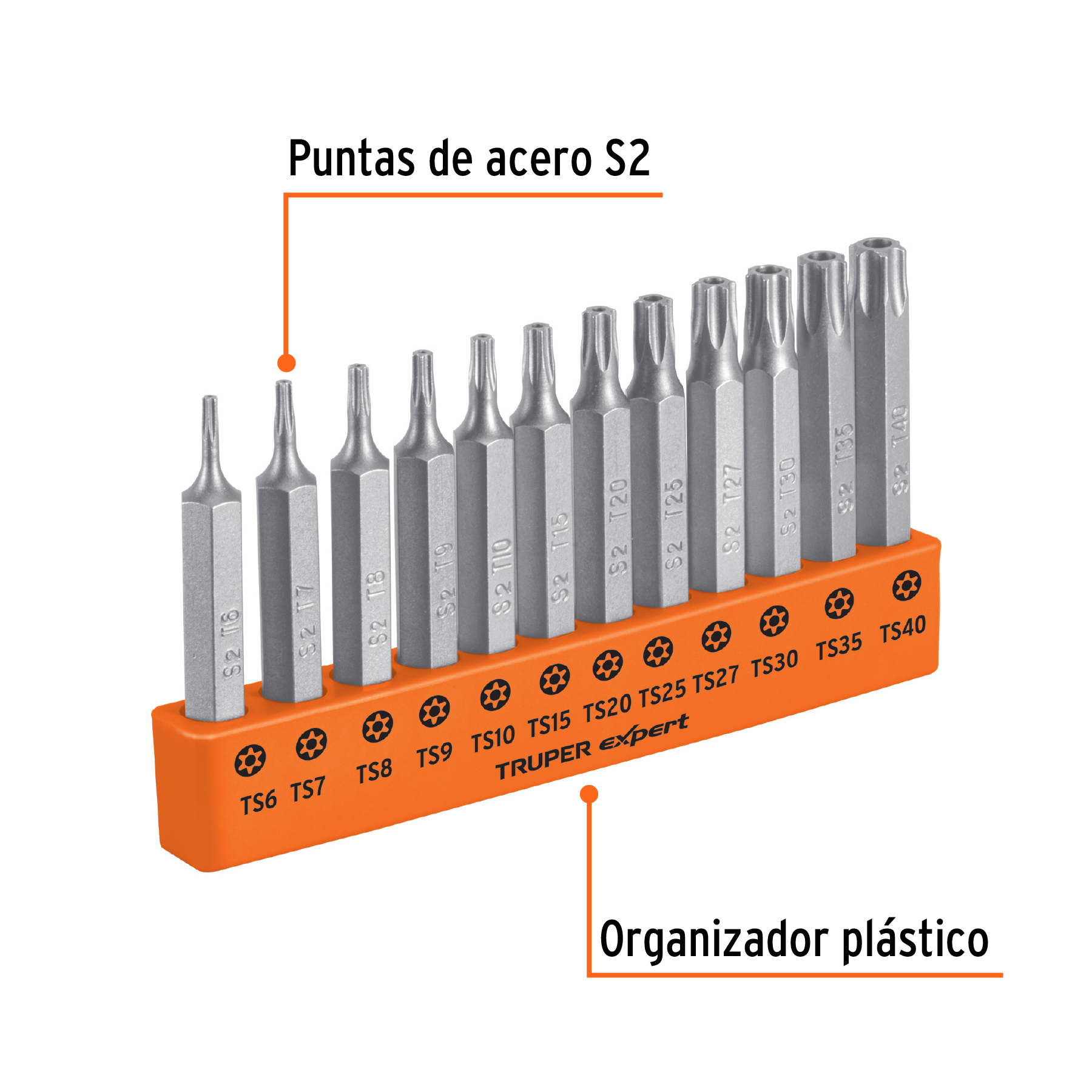 Juego de 12 puntas torx combinadas c/seguro largo 2', EXPERT - Imagen 3