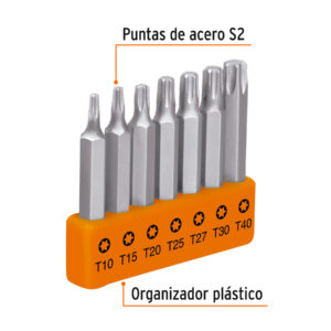 Alternative view of Juego de 7 puntas torx combinadas largo 2', TRUPER EXPERT