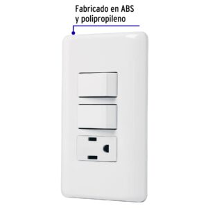 Alternative view of Placa armada con contacto y 2 interruptores sencillos, BASIC