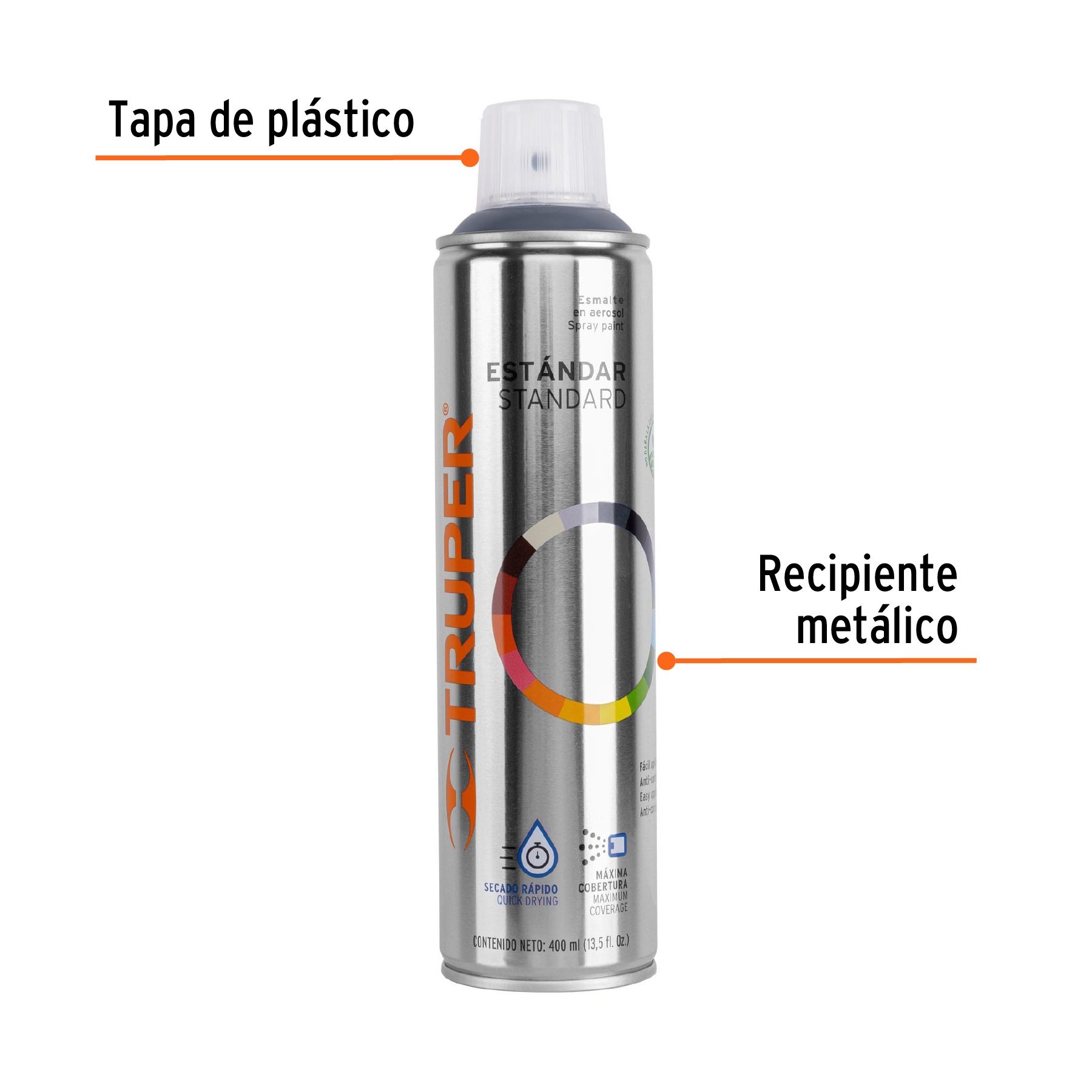 Pintura en aerosol, gris acero, bote esbelto, 400 ml - Imagen 3