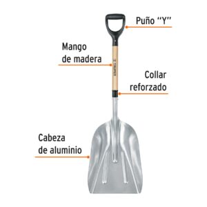Alternative view of Pala sanitaria cabeza #14 de aluminio, puño 'Y', mango 27'