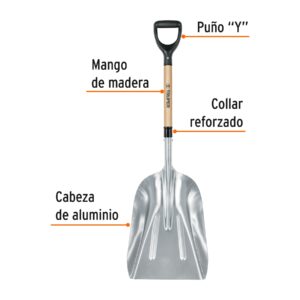 Alternative view of Pala sanitaria cabeza #15 de aluminio, puño 'Y', mango 27'