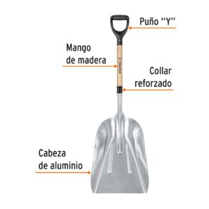 Alternative view of Pala sanitaria cabeza #15-1/2 aluminio, puño 'Y', mango 27'