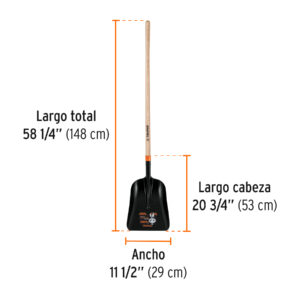 Pala carbonera chica T-2000 con mango largo de 43', TRUPER - Imagen 3