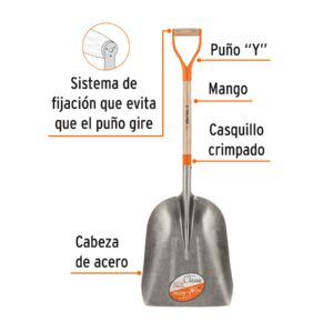 Alternative view of Pala carbonera Classic, puño 'Y', extra grande, TRUPER