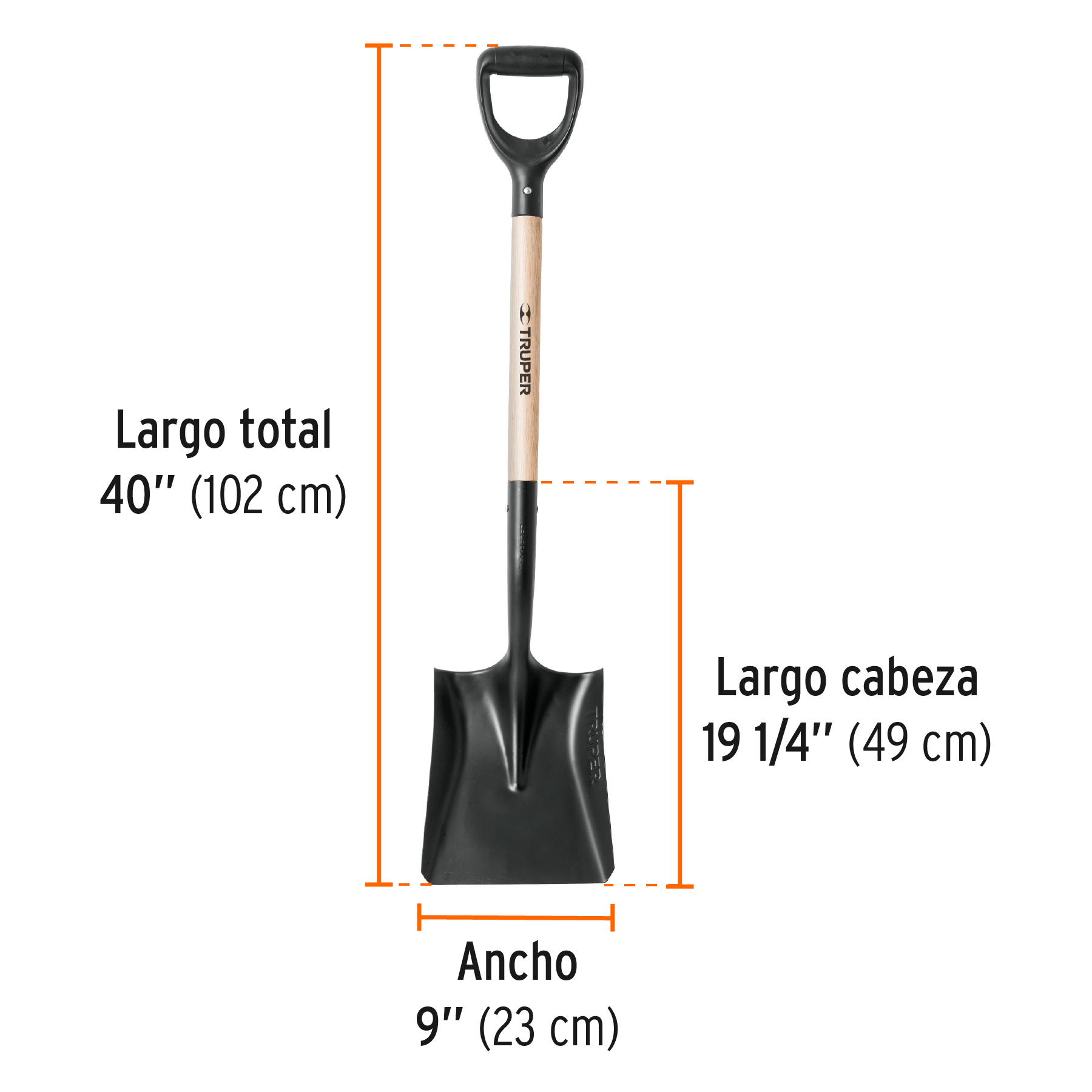 Pala cuadrada T-1000, puño 'Y', TRUPER - Imagen 3