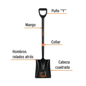 Alternative view of Pala cuadrada T-2000, puño 'Y' mango fibra de vidrio, TRUPER