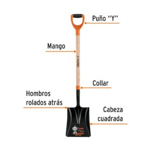 Alternative view of Pala cuadrada T-2000, puño offset 'Y', mango 36', TRUPER