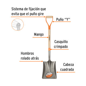 Alternative view of Pala cuadrada Classic, puño 'Y', TRUPER