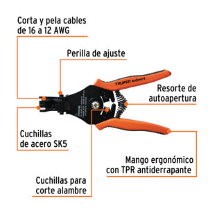 Alternative view of Pinza 6' pela cables automática, 16 a 12 AWG, TRUPER EXPERT