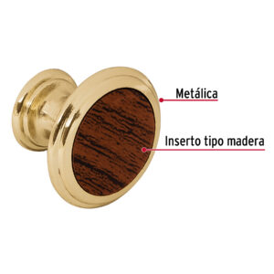 Alternative view of Perilla metálica, latón brillante, inserto madera, HERMEX