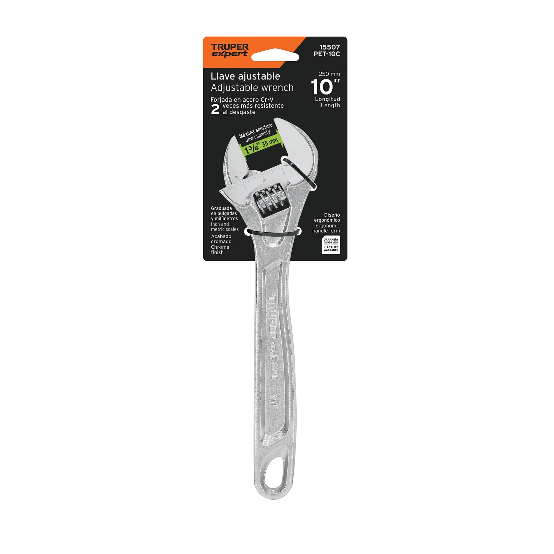 Llave ajustable (perico) 10' profesional cromada, EXPERT - Imagen 4