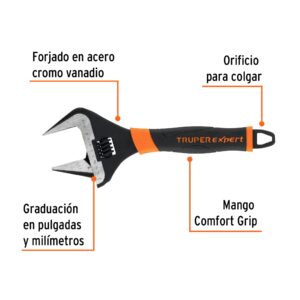 Alternative view of Llave ajustable (perico) 10' boca ancha Comfort Grip, EXPERT