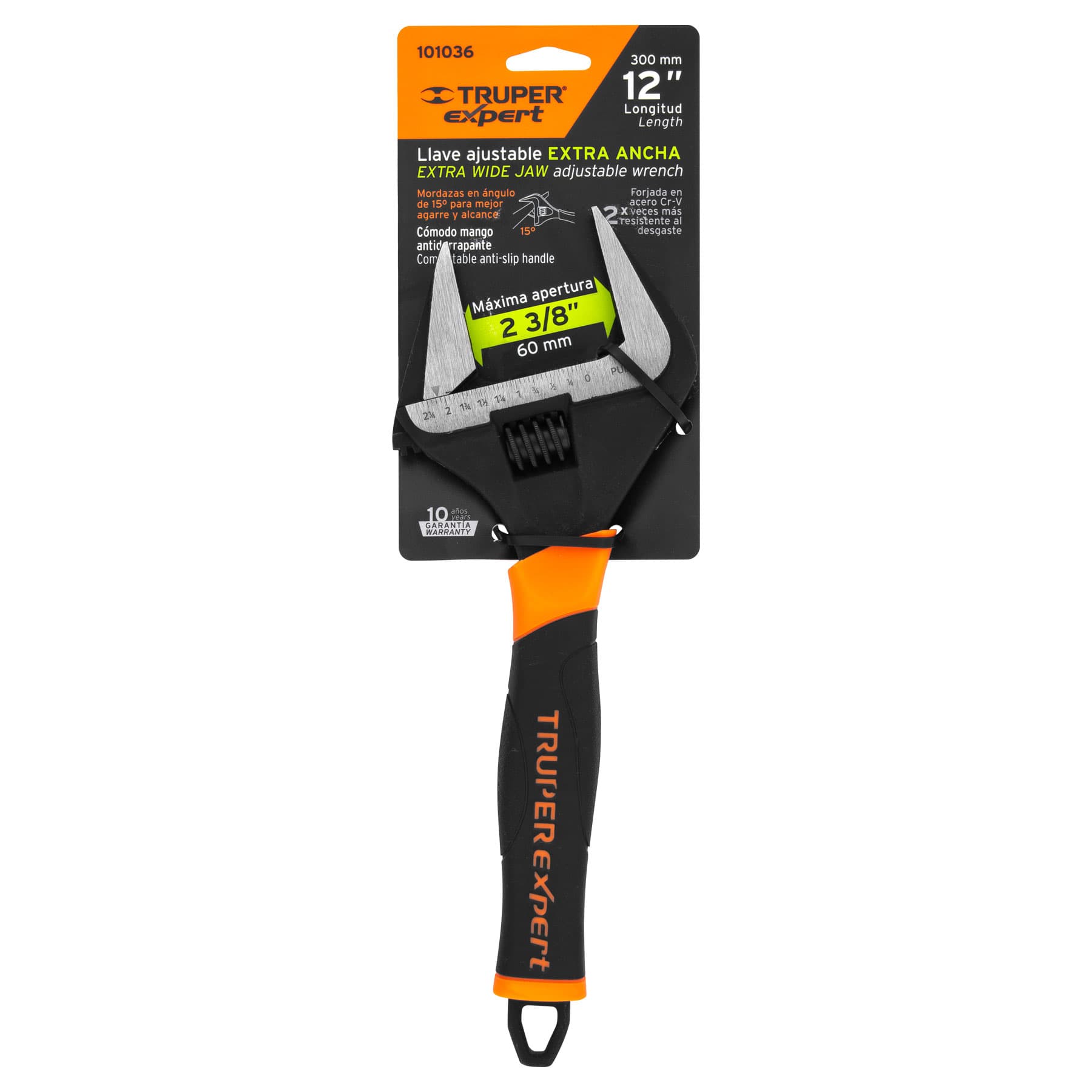 Llave ajustable (perico) 12' boca ancha Comfort Grip, EXPERT - Imagen 4
