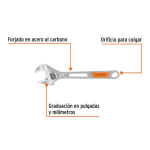 Alternative view of Llave ajustable (perico) 12' cromada, TRUPER