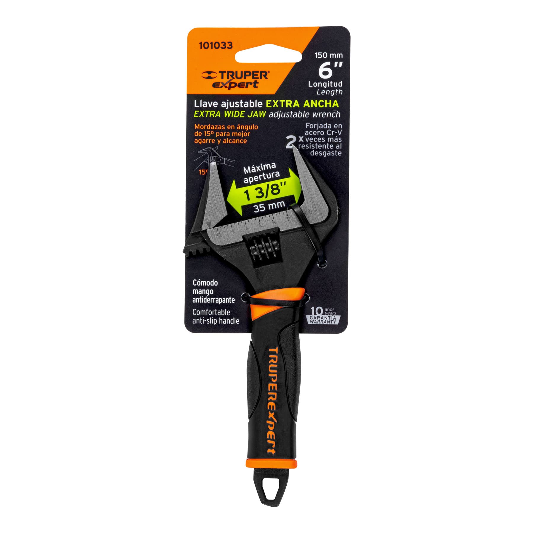 Llave ajustable (perico) 6' boca ancha Comfort Grip, EXPERT - Imagen 4