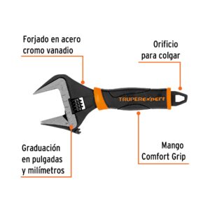 Alternative view of Llave ajustable (perico) 6' boca ancha Comfort Grip, EXPERT