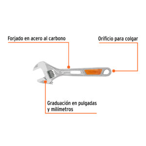 Alternative view of Llave ajustable (perico) 6' cromada, TRUPER