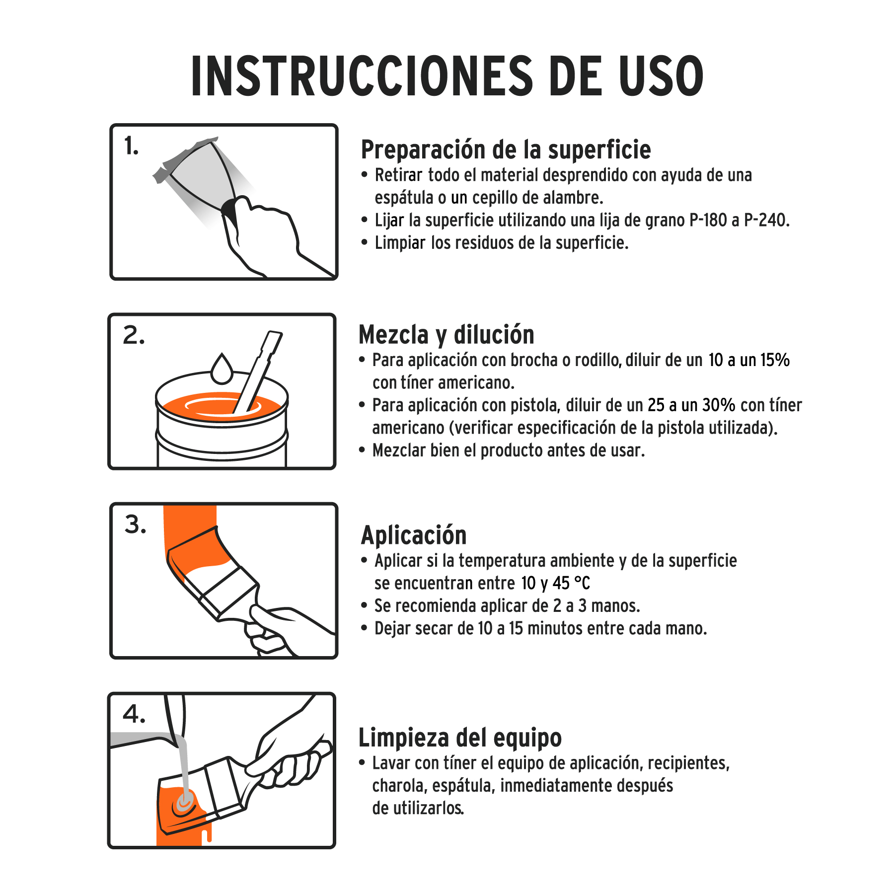 Pintura esmalte para rotular, naranja, cubeta 19 L, TRUPER - Imagen 2