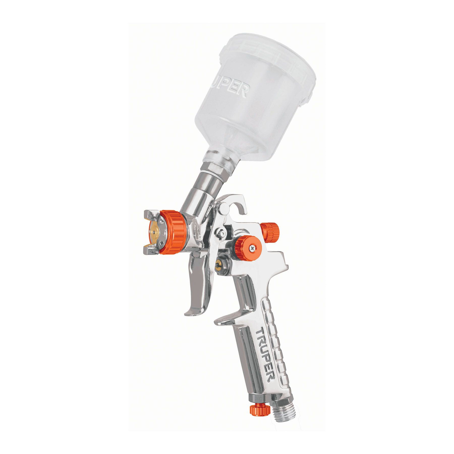 Pistola p/retoque gravedad HVLP vaso plástico, 1 mm, TRUPER
