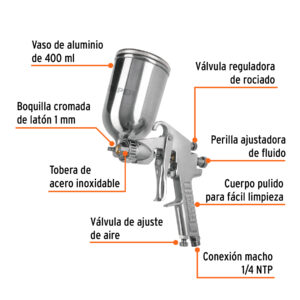 Alternative view of Pistola para pintar LVMP vaso aluminio, 1 mm, TRUPER