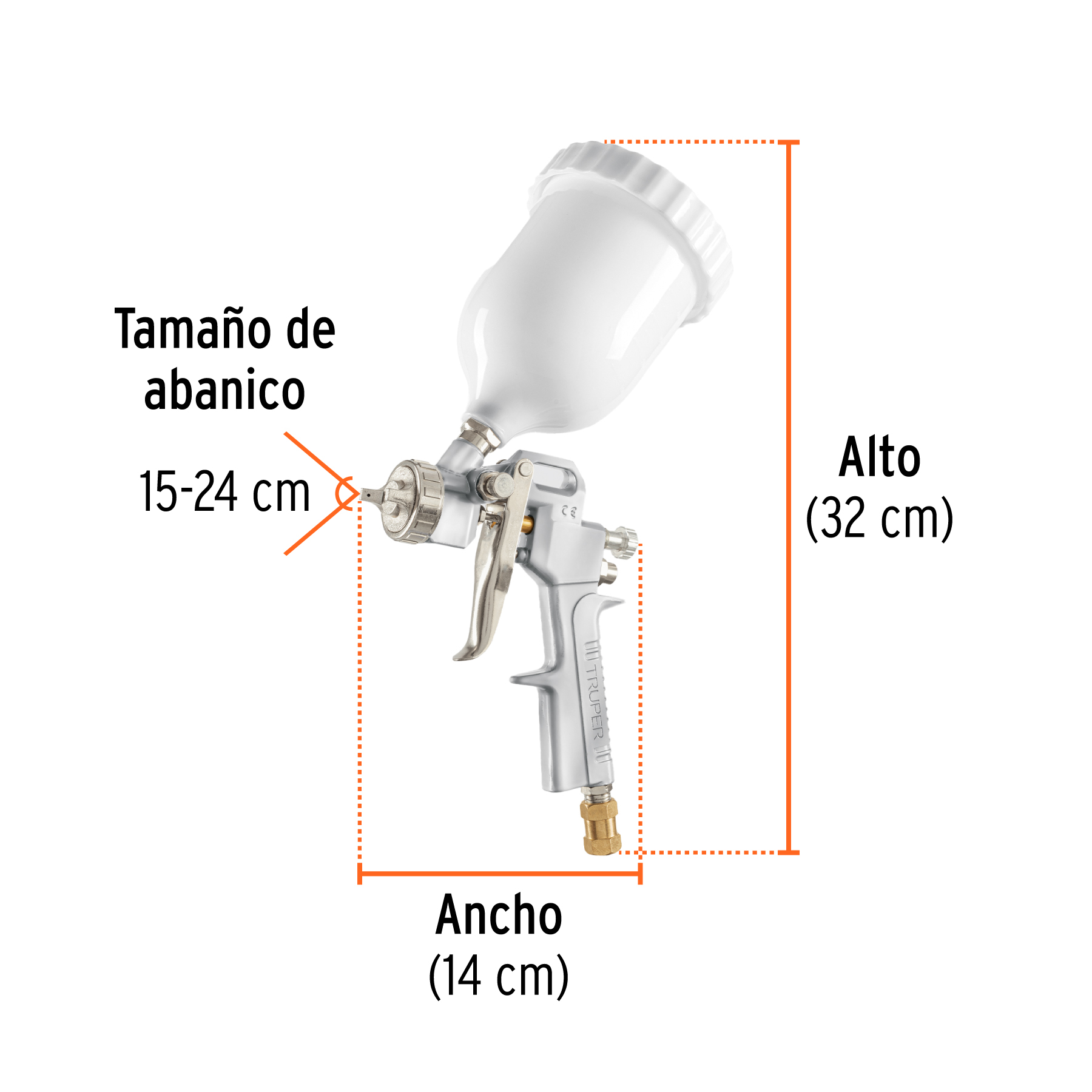 Pistola p/pintar Híbrida vaso plástico,3.0mm, TRUPER - Imagen 4